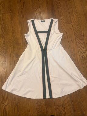 Fore All White Sleeveless Dress with Green/pink Trim